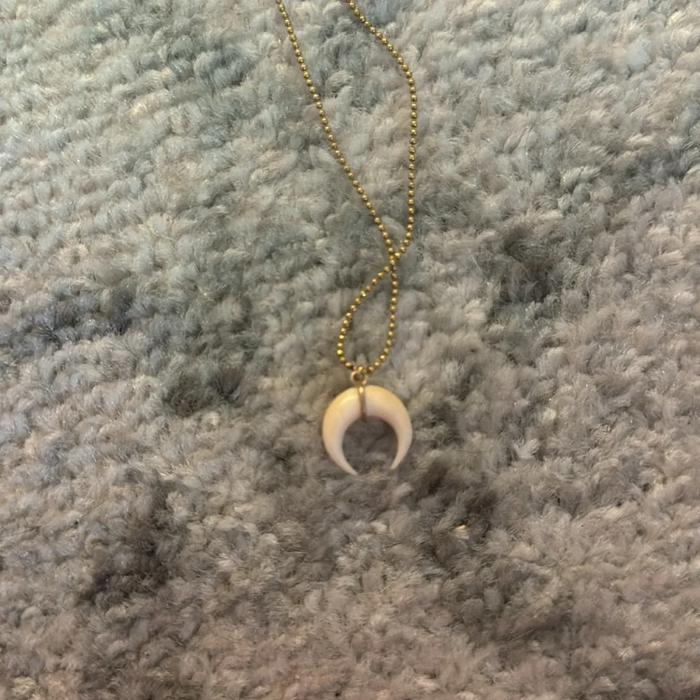 Gold and White Crescent Necklace - Picture 3 of 4